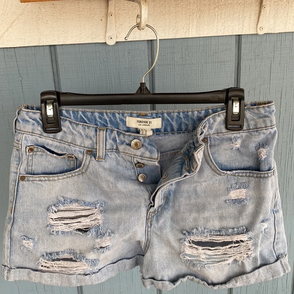 Forever 21 Distressed Jean Shorts - Picture 2 of 9